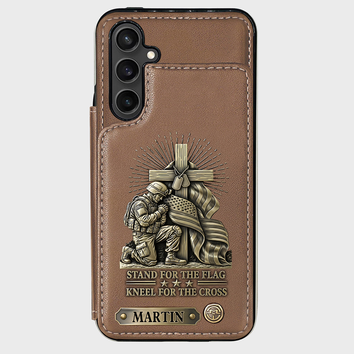 Kneel For The Cross - Personalized Veteran Wallet Phone Case