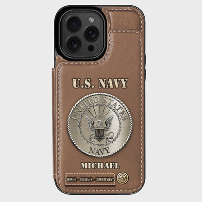Honor, Courage, Commitment - Personalized Veteran Wallet Phone Case
