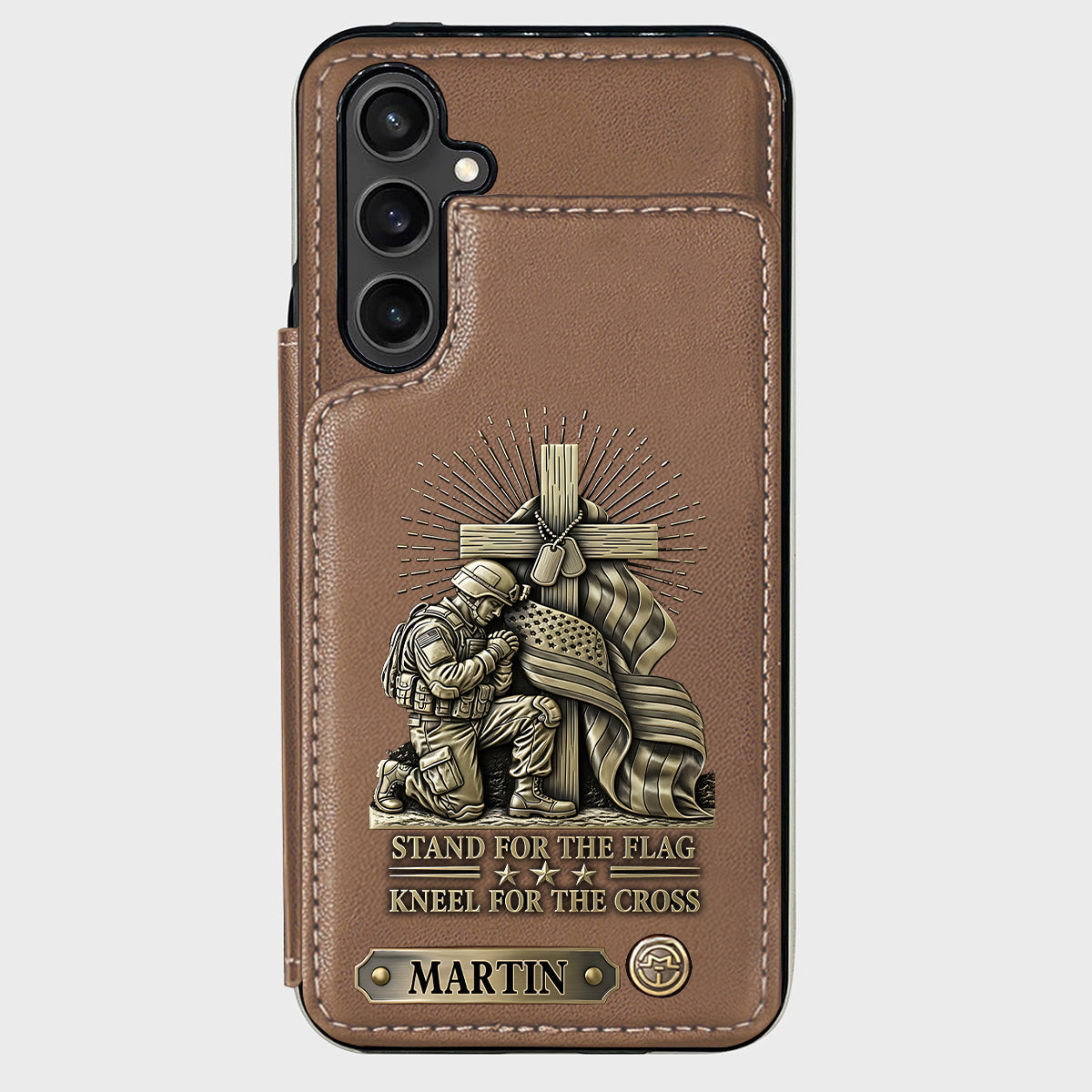 Kneel For The Cross - Personalized Veteran Wallet Phone Case