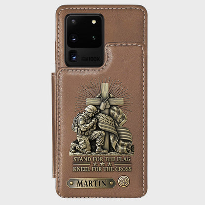 Kneel For The Cross - Personalized Veteran Wallet Phone Case