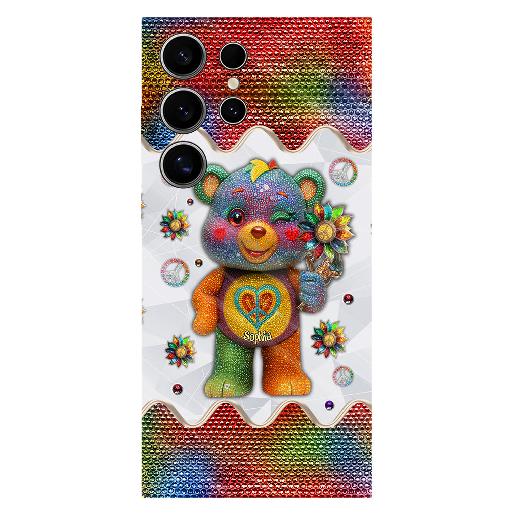 Peace Bear - Personalized Hippie Full Print Phone Case