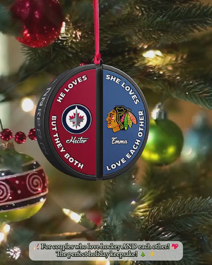 Couple Love Hockey - Personalized Hockey Ornament