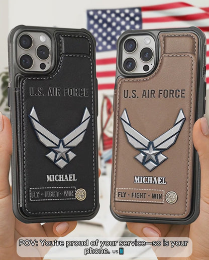Fly · Fight · Win - Personalized Veteran Wallet Phone Case