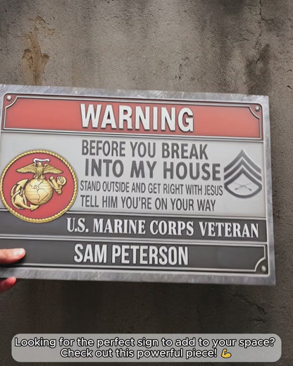 Warning - Personalized Veteran Rectangle Metal Sign