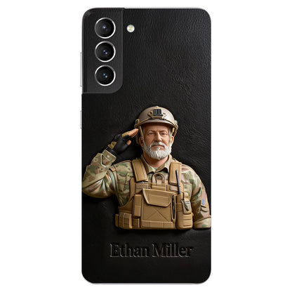 Custom Any Photo - Personalized Veteran Leather Phone Case