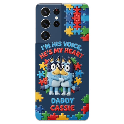I'm His Voice - Personalized Autism Awareness 3D Embossed Leather Phone Case