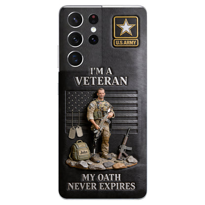 Military Hero - Personalized Veteran 3D Embossed Leather Phone Case