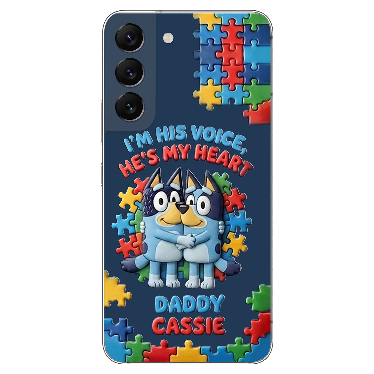 I'm His Voice - Personalized Autism Awareness 3D Embossed Leather Phone Case
