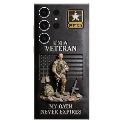 Military Hero - Personalized Veteran 3D Embossed Leather Phone Case