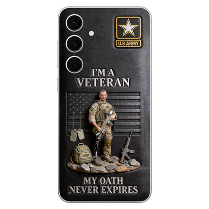 Military Hero - Personalized Veteran 3D Embossed Leather Phone Case