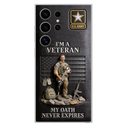 Military Hero - Personalized Veteran 3D Embossed Leather Phone Case