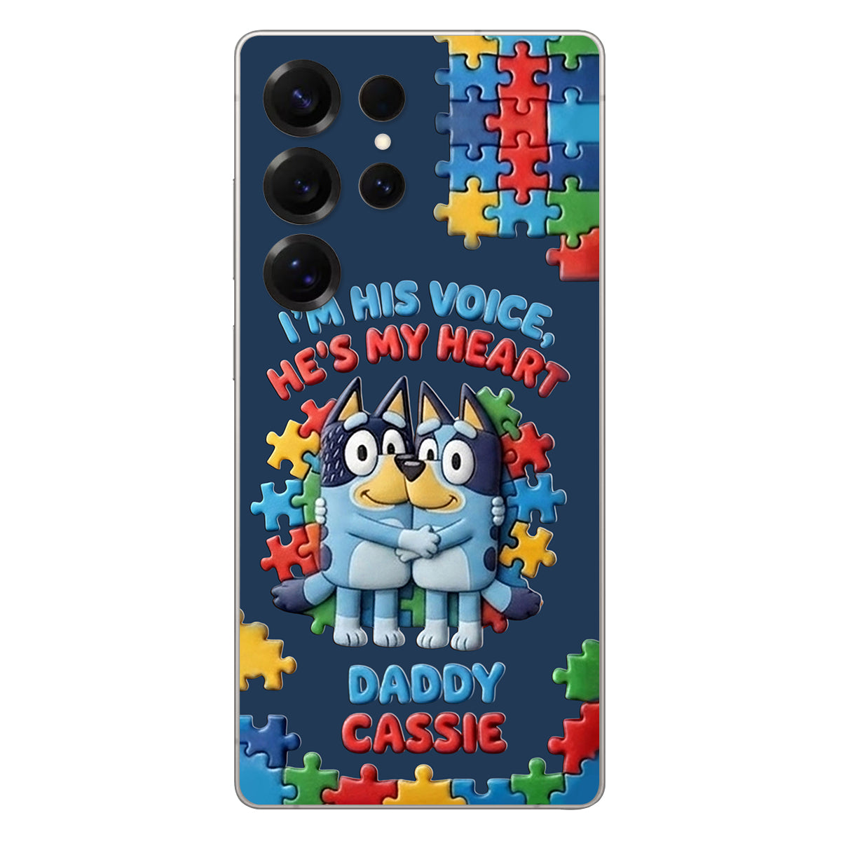 I'm His Voice - Personalized Autism Awareness 3D Embossed Leather Phone Case