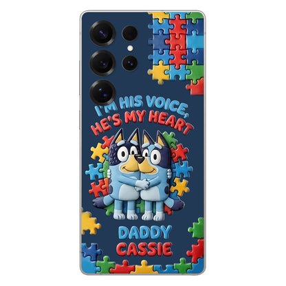 I'm His Voice - Personalized Autism Awareness 3D Embossed Leather Phone Case