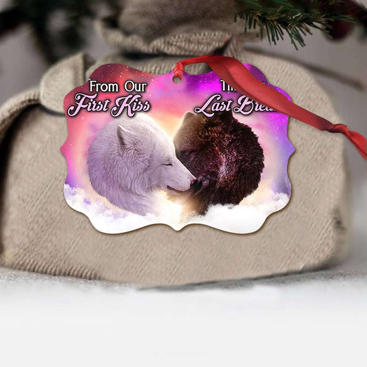 Wolf Couple From Our First Kiss Till Our Last Breath Wolf - Medallion Aluminium Ornament (Printed On Both Sides) 1122