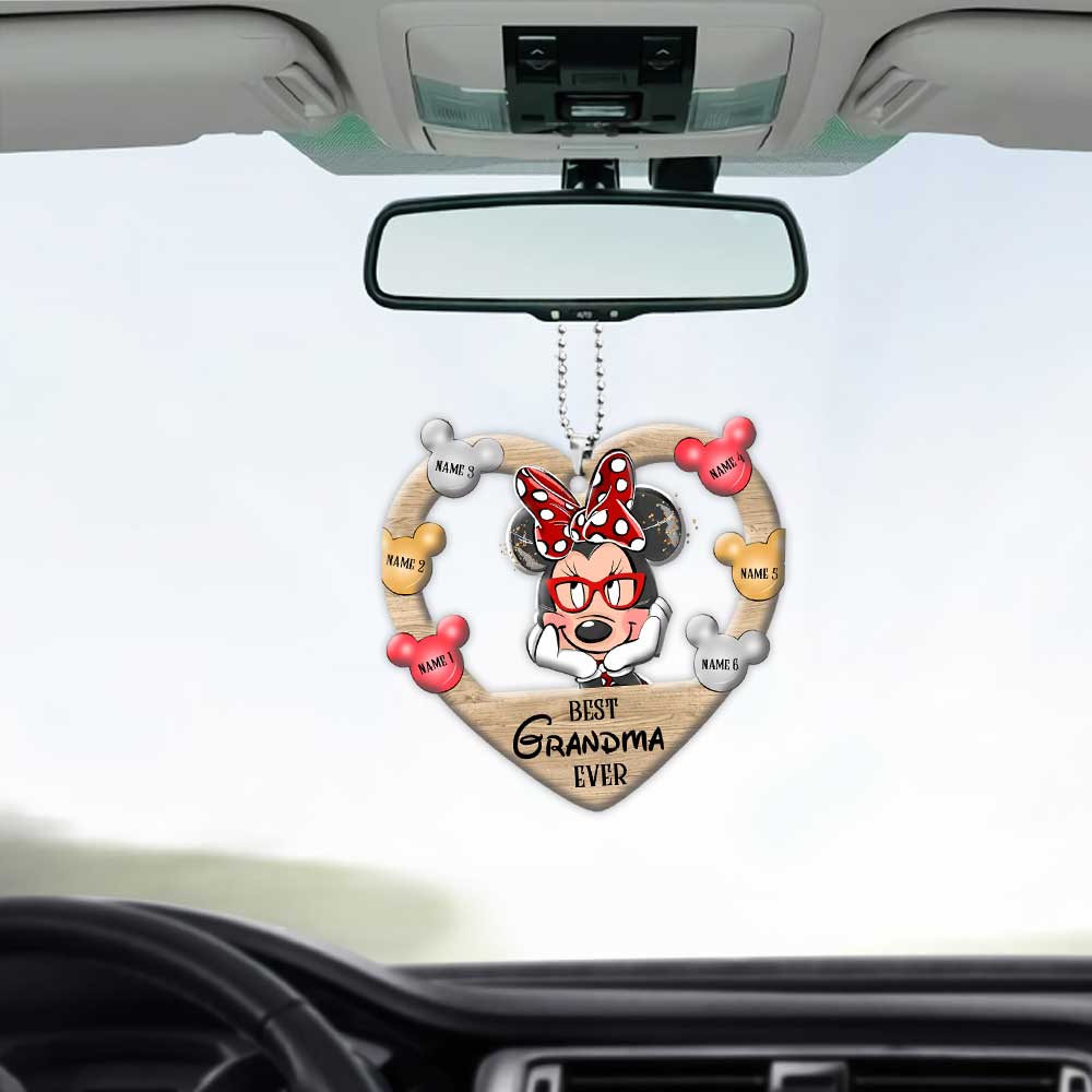 Best Grandma Ever - Personalized Mouse Car ornament (Printed On Both Sides)