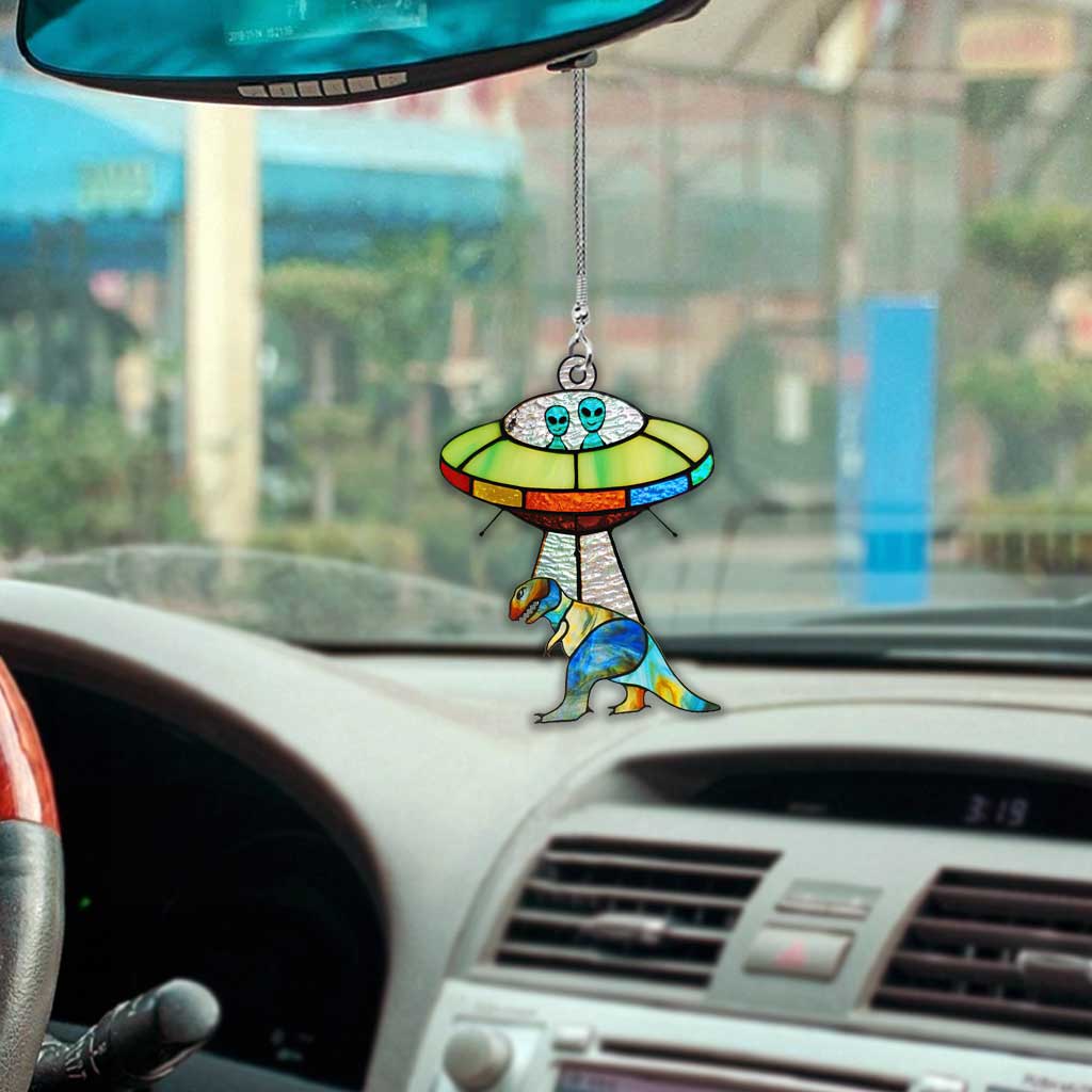 Love Dinosaurs Stained Glass Pattern Print Two-sided Car Ornament