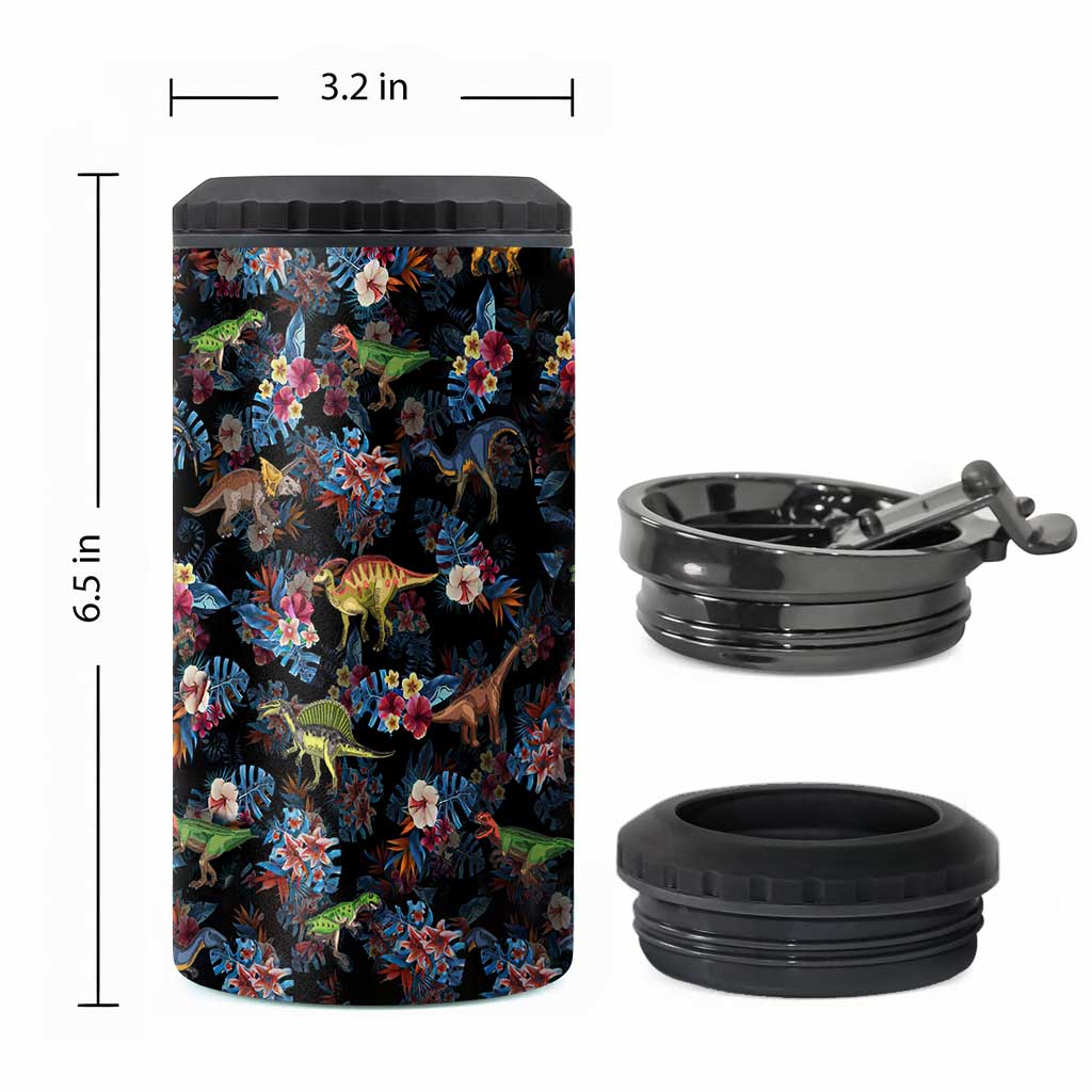Tropical Dinosaurs Pattern - Dinosaur Can Cooler