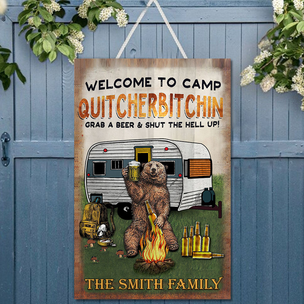Welcome To Camp Quitcherbitchin - Personalized Camping Rectangle Wood Sign