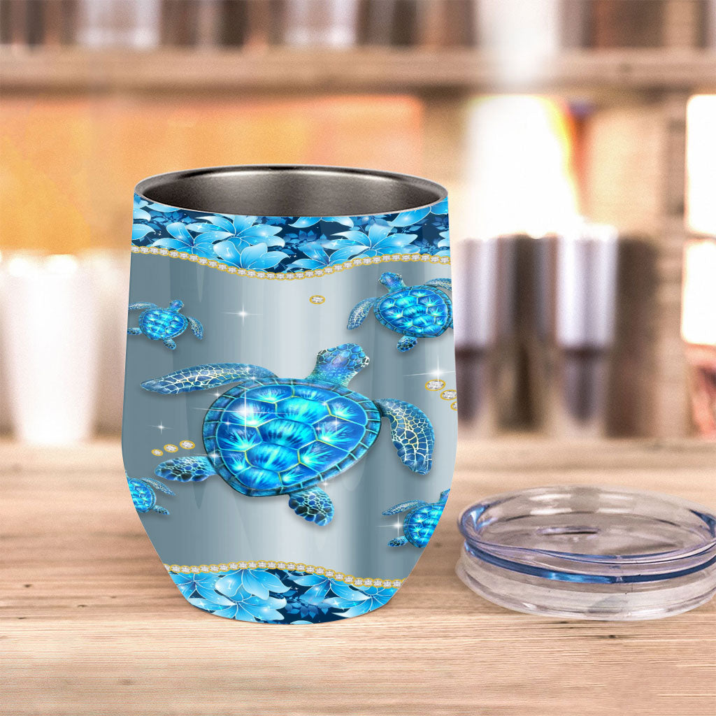 Blue Sea - Turtle Wine Tumbler