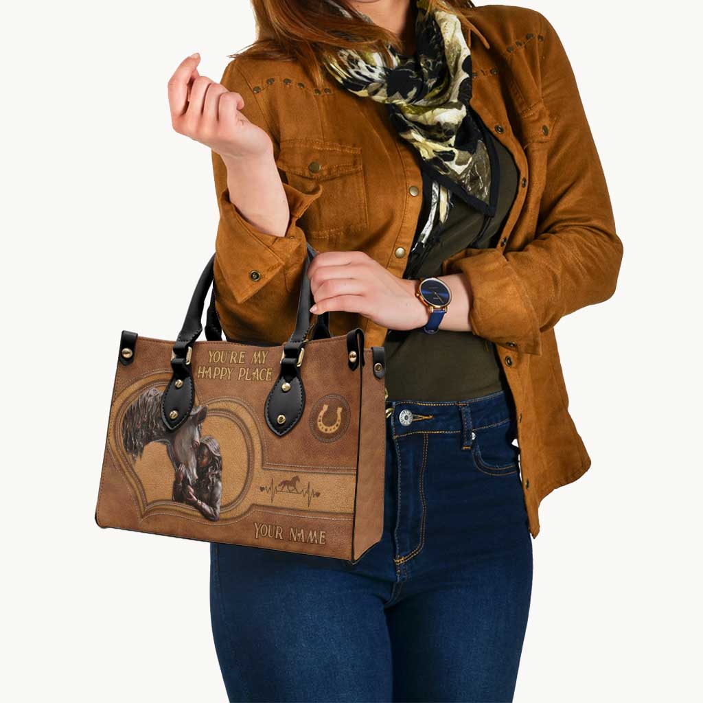 You're My Happy Place - Personalized Horse Leather Handbag