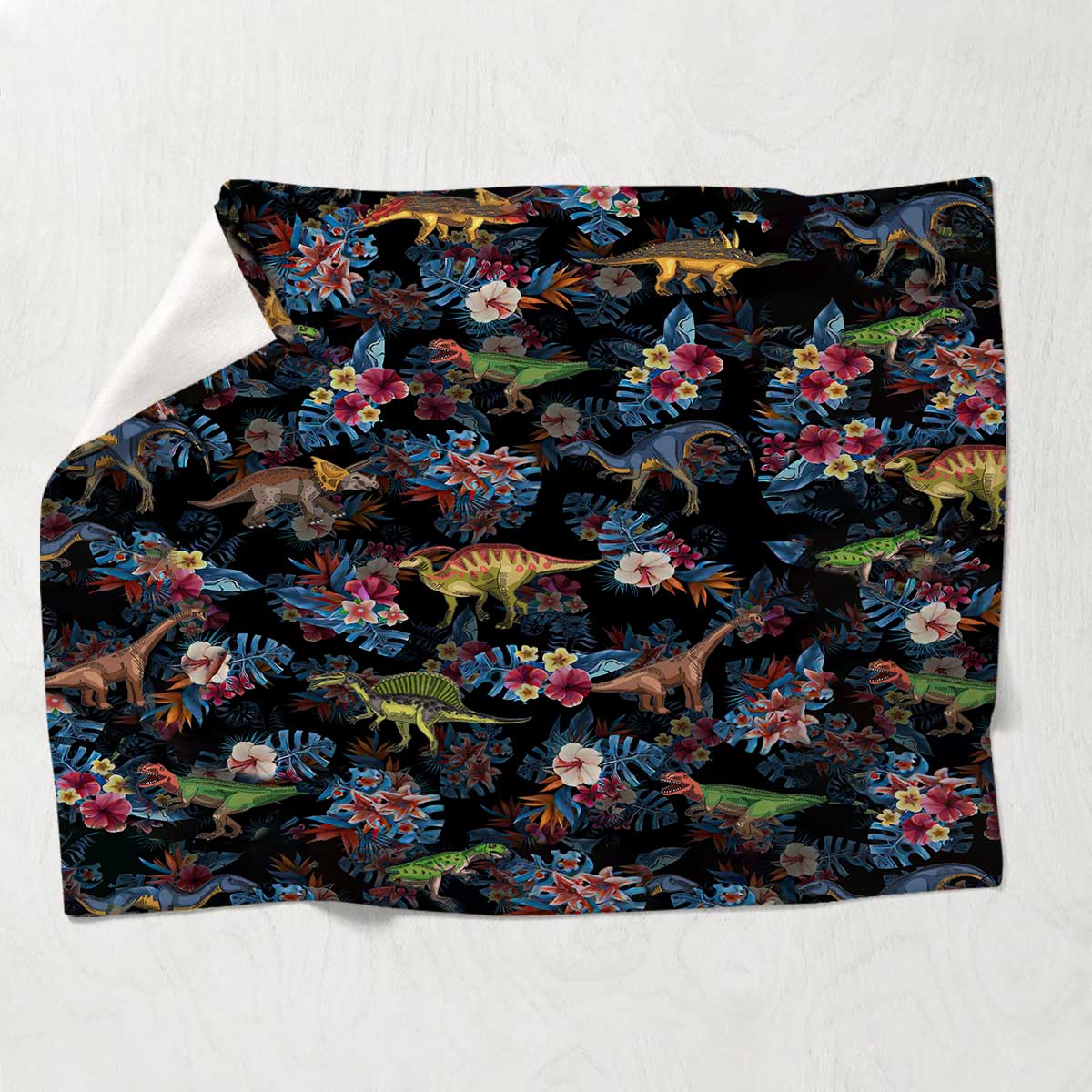Tropical Dinosaurs Pattern - Dinosaur Blanket