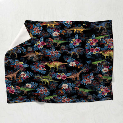 Tropical Dinosaurs Pattern - Dinosaur Blanket