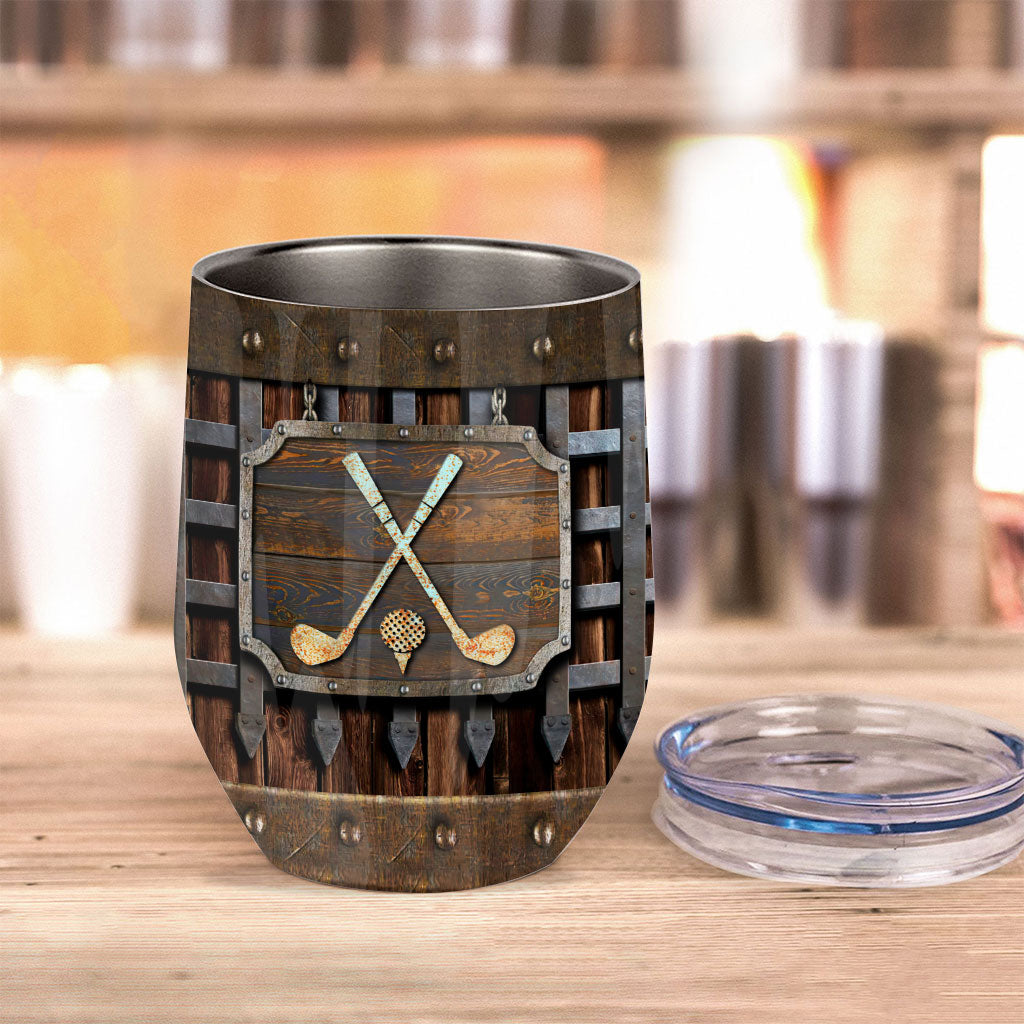 Golf Metal Pattern - Golf Wine Tumbler