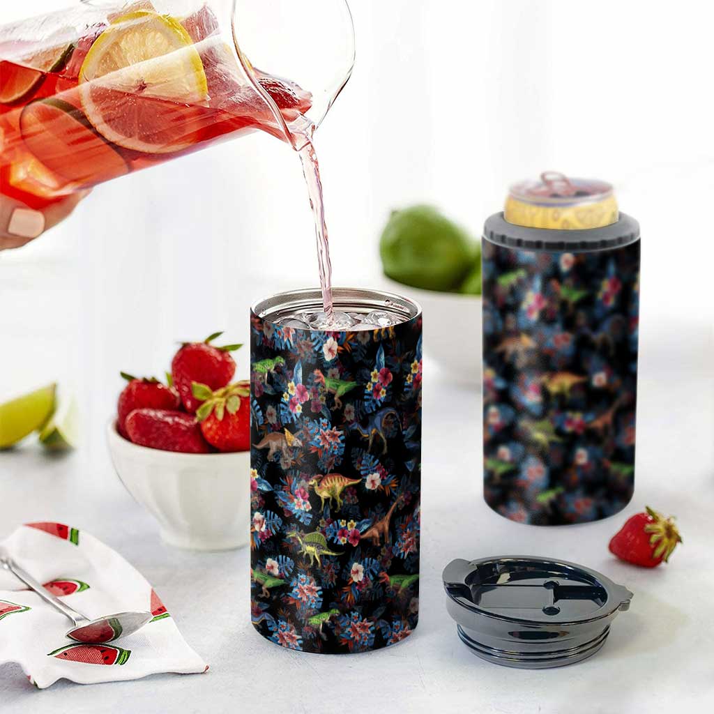Tropical Dinosaurs Pattern - Dinosaur Can Cooler