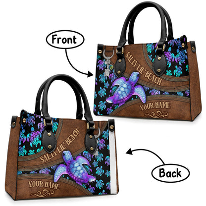 Salty Lil' Beach - Personalized Turtle Leather Handbag
