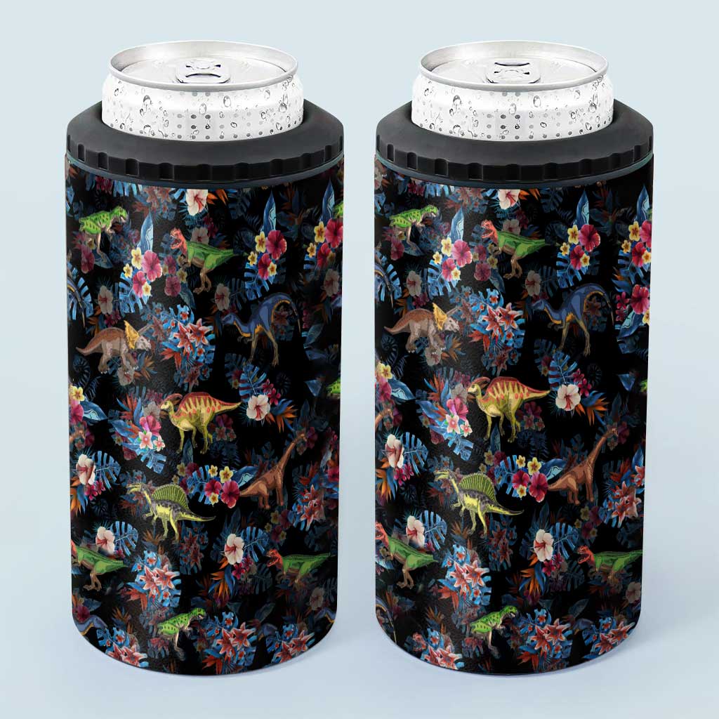 Tropical Dinosaurs Pattern - Dinosaur Can Cooler