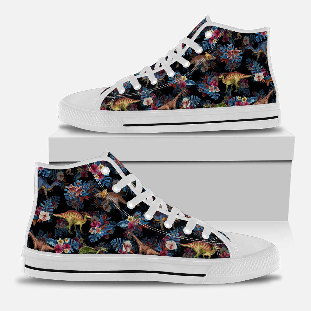 Tropical Dinosaurs Pattern - Dinosaur High Top Shoes