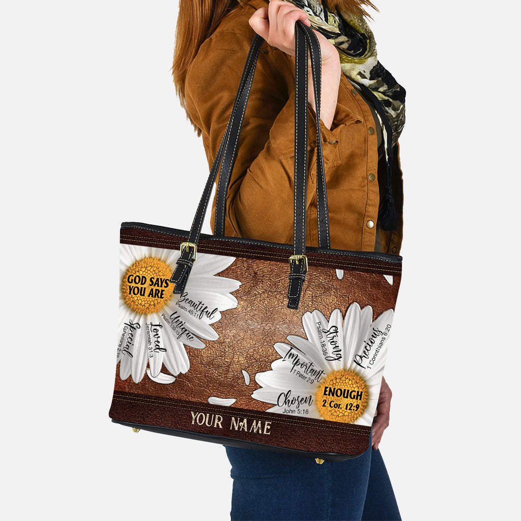 God Says You Are - Personalized Christian Leather Bag