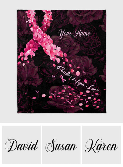 Faith Hope Love - Personalized Breast Cancer Awareness Blanket