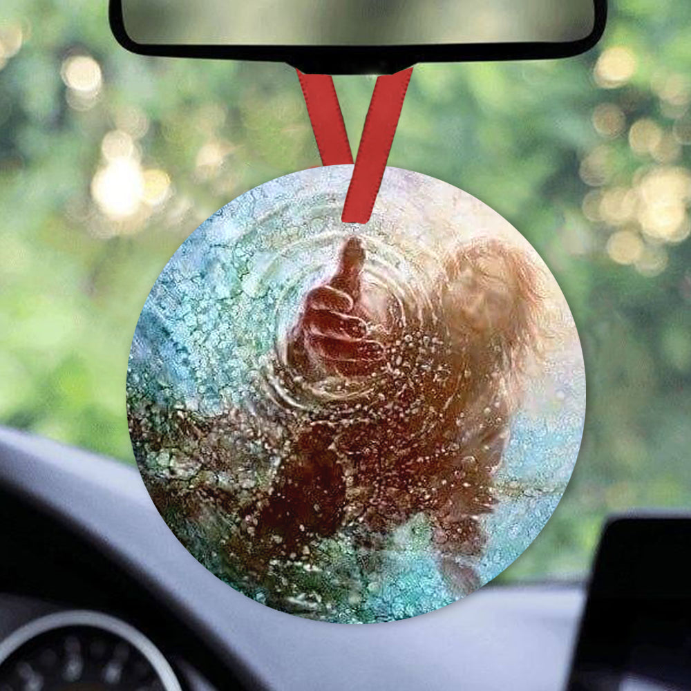 Jesus Hold My Hand Christian - Round Aluminium Ornament (Printed On Both Sides) 1122