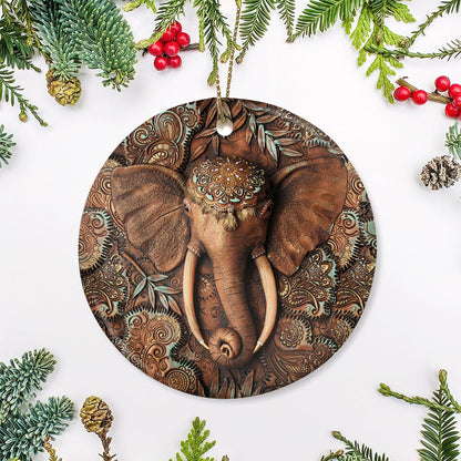 Elephant Mandala - Elephant Ornament (Printed On Both Sides) 1122