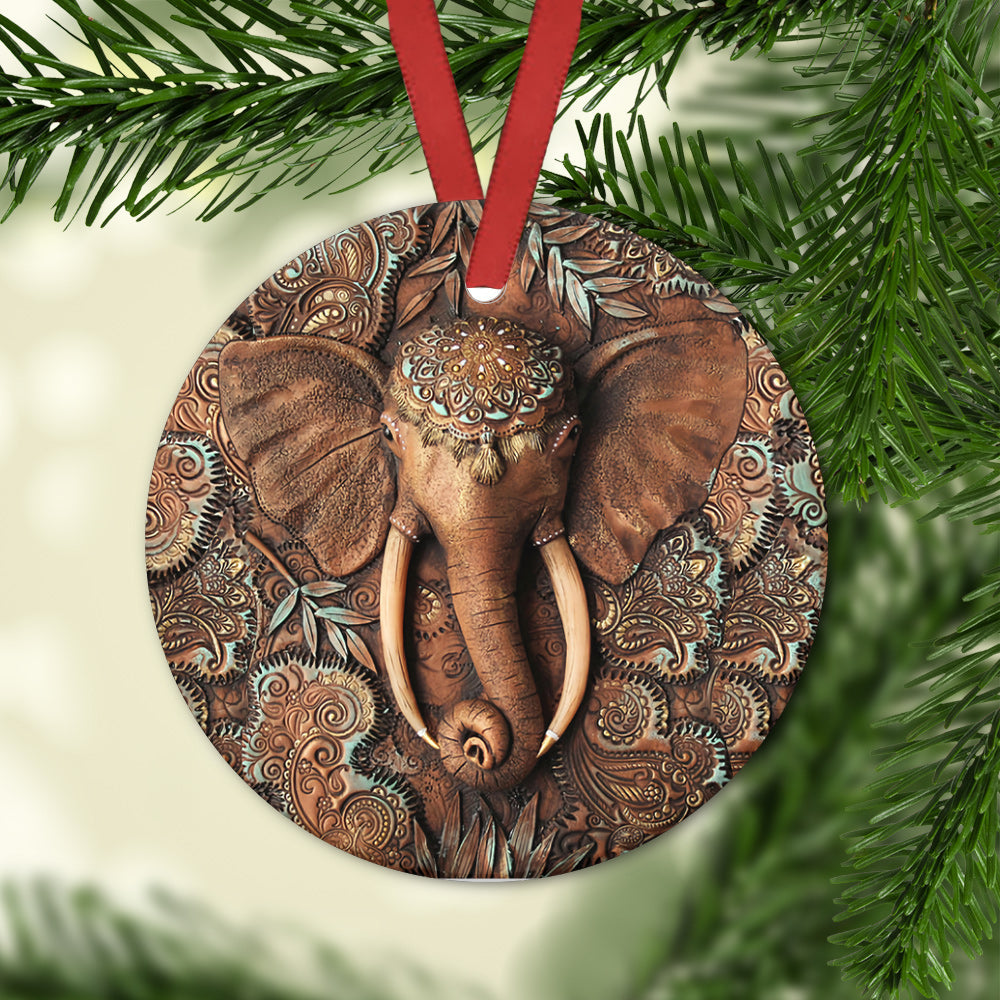 Elephant Mandala - Elephant Ornament (Printed On Both Sides) 1122