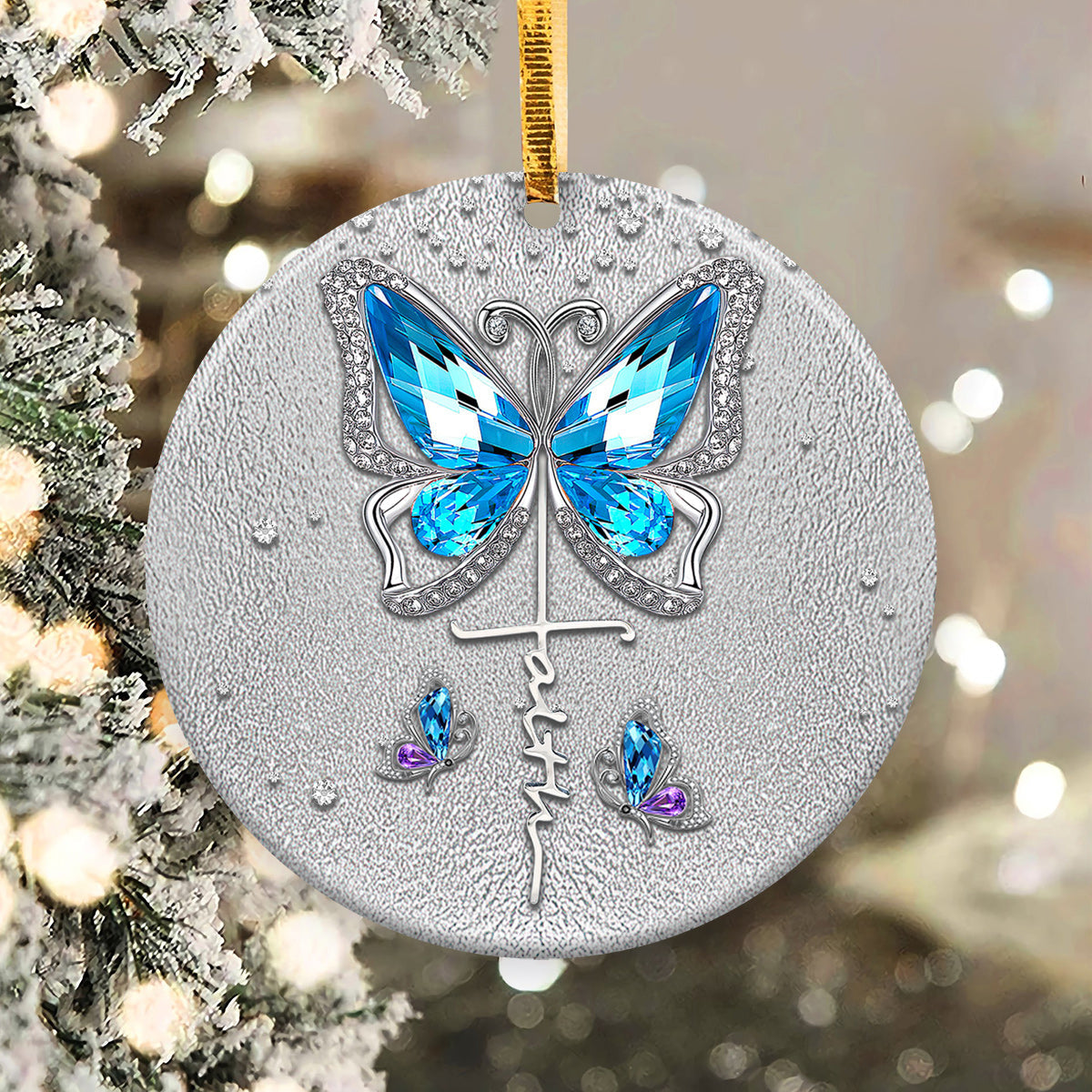 Butterfly Faith - Christian Ornament (Printed On Both Sides) 1022