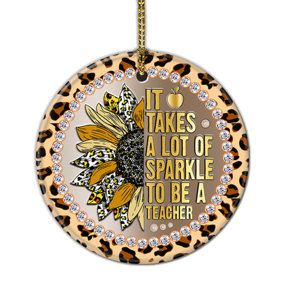 Teacher Sunflower Metal Style Sparkle Teacher Teacher - Round Aluminium Ornament (Printed On Both Sides) 1122