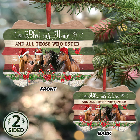 Horses Bless Our Home - Horse Ornament (Printed On Both Sides) 1022