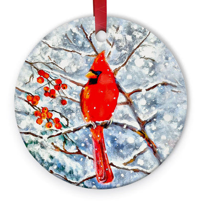 Cardinal Winter - Memorial Ornament (Printed On Both Sides) 1022