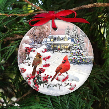 Cardinal Winter Cardinal Christmas Tree - Memorial Ornament (Printed On Both Sides) 1022