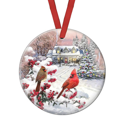Cardinal Winter Cardinal Christmas Tree - Memorial Ornament (Printed On Both Sides) 1022