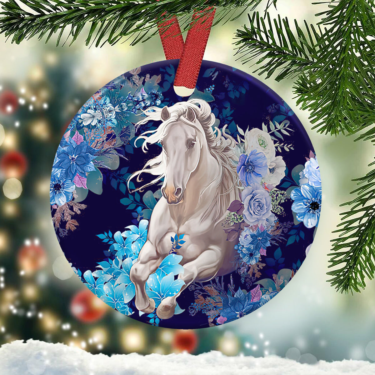 Horses Leave Hoofprints On My Heart - Horse Ornament (Printed On Both Sides) 1022