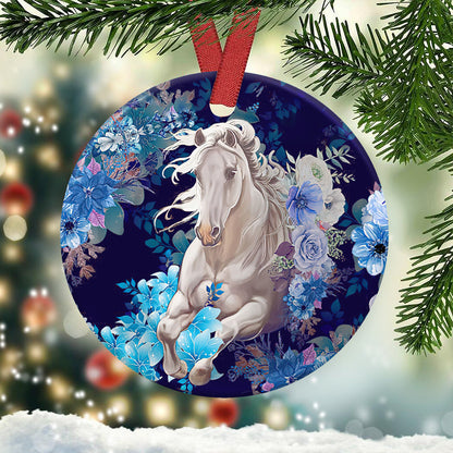 Horses Leave Hoofprints On My Heart - Horse Ornament (Printed On Both Sides) 1022