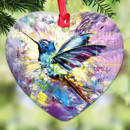 Hummingbird Colorful Love Hummingbird - Heart Aluminium Ornament (Printed On Both Sides) 1122