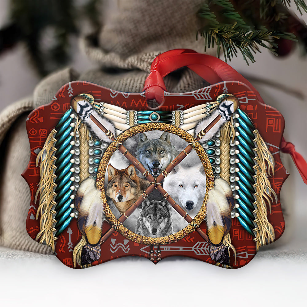 Wolf Native American Style Wolf - Medallion Aluminium Ornament (Printed On Both Sides) 1122