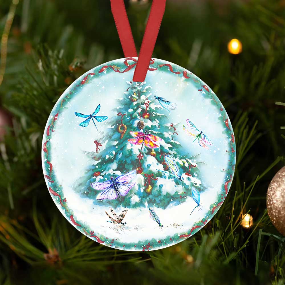 Dragonfly Christmas Tree - Dragonfly Ornament (Printed On Both Sides) 1022