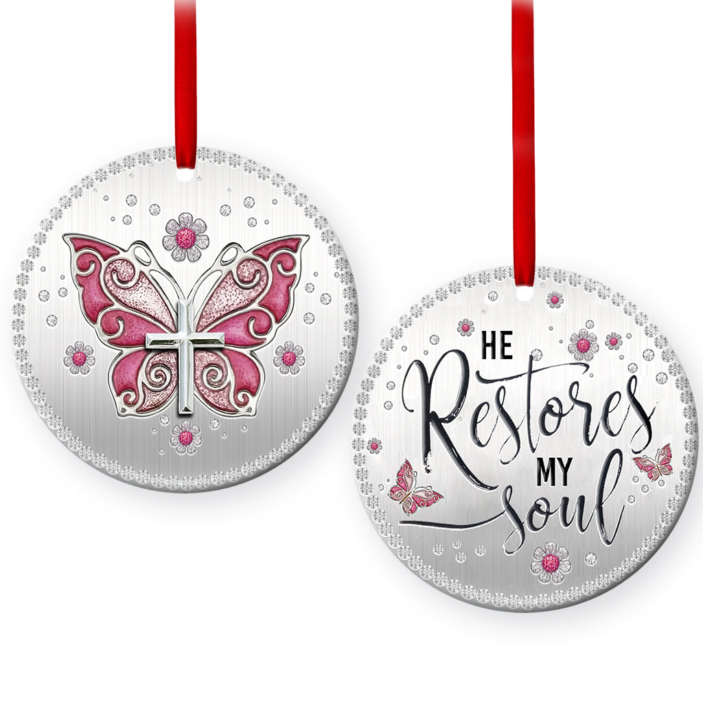 Butterfly Faith Restores My Soul - Christian Ornament (Printed On Both Sides) 1022