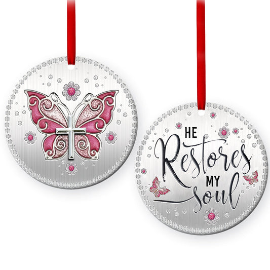 Butterfly Faith Restores My Soul - Christian Ornament (Printed On Both Sides) 1022