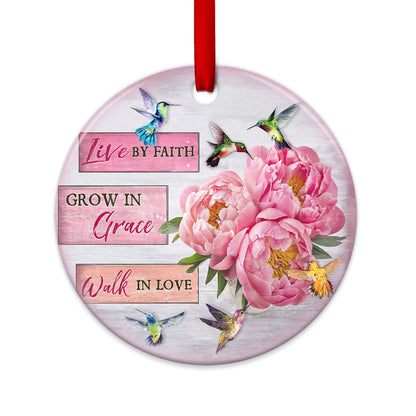 Hummingbird Faith Walk In Love Christian - Round Aluminium Ornament (Printed On Both Sides) 1122